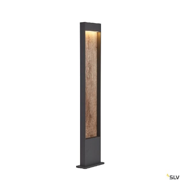 FLATT 100, borne extérieure, anthracite/imitation bois, LED, 9,7W, 3000/4000K, I 1002959