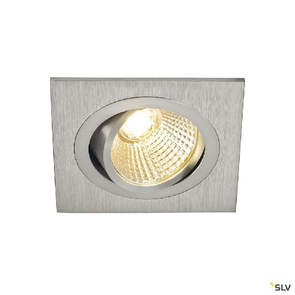 NEW TRIA 77, carré, LED, alu brossé, 9,1W, 2700K, 38°, alim et clips 113886