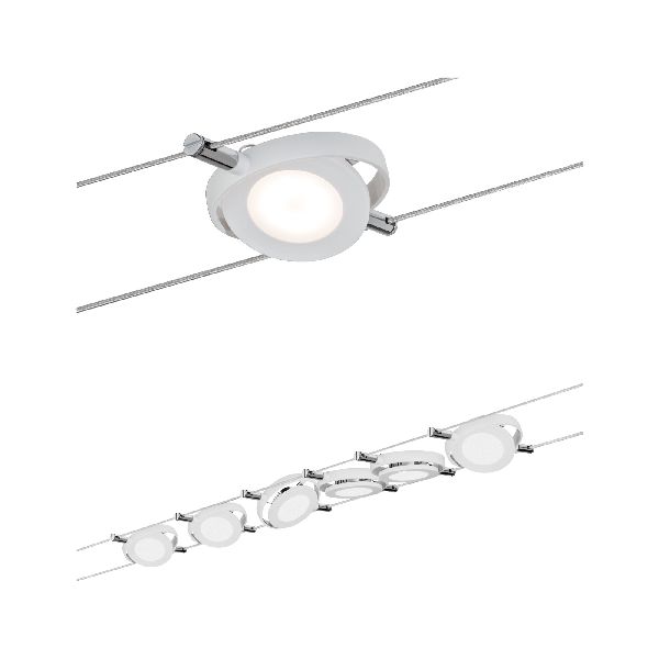 Kit câble DC LED kit RoundMac 6x4W blanc mat 230V/12V DC 30VA métal