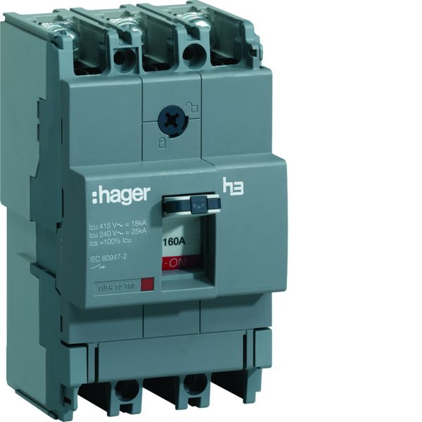 Disjoncteur Boitier Moulé h3 x160 TM F/F 3P3D In160A Icu18kA à cage HDA160L