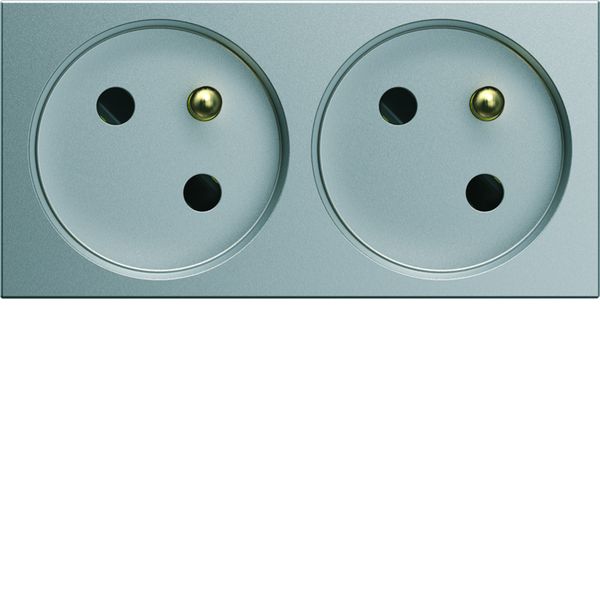 Prise de courant double speciale goulotte gallery 2P+T 16A titane WXF422T