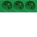 Prise de courant triple speciale goulotte gallery 2P+T 16A vert WXF423V