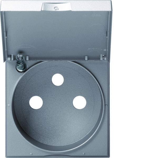 Enjoliveur Gallery prise de courant à puits 2P+T avec couvercle, finition Titane WXD101T