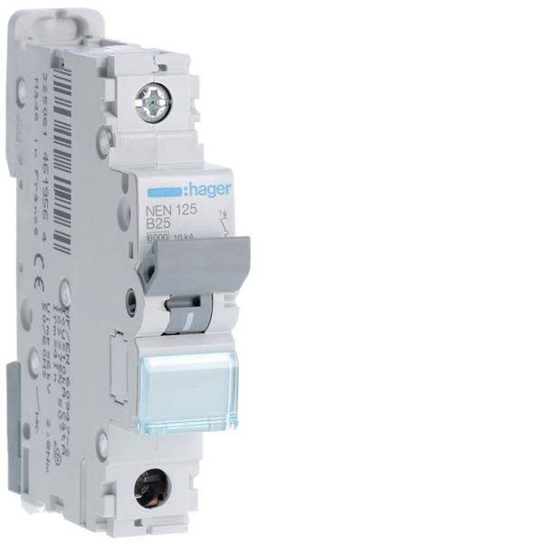 Disjoncteur 25A 1P 6-10kA Courbe B 1module NEN125