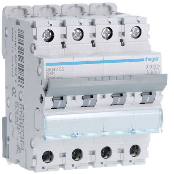 Disjoncteur 50A 4P 10-15kA Courbe C 4modules NKN450
