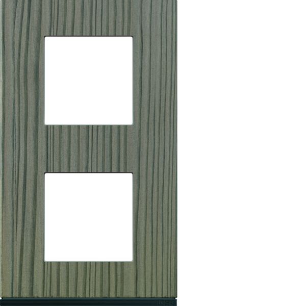 Plaque de finition Gallery 2 postes Grey wood verticale entraxe 71 mm WXP4842