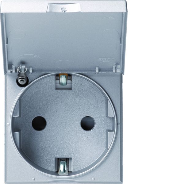 Prise de courant Gallery 2P+T à couvercle Schuko Titane WXF165T