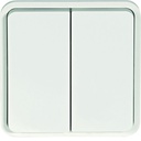 Interrupteur va et vient double Cubyko étanche IP55 associable blanc WNA040B