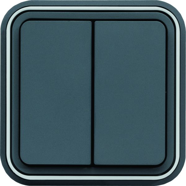 cubyko Double interrupteur va-et-vient encastré à griffes gris IP55 WNE040G