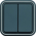cubyko Double interrupteur va-et-vient encastré à griffes gris IP55 WNE040G