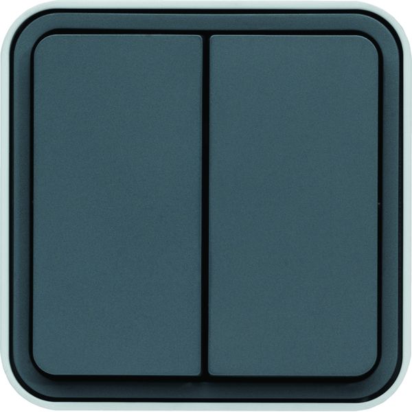 Interrupteur va et vient double Cubyko étanche IP55 gris pose en saillie WNC040