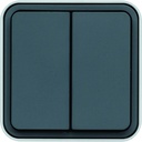 Interrupteur va et vient double Cubyko étanche IP55 gris pose en saillie WNC040