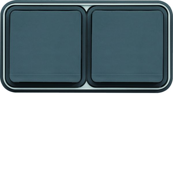 cubyko Prise double horizontale 2P+T encastré gris IP55 WNE122