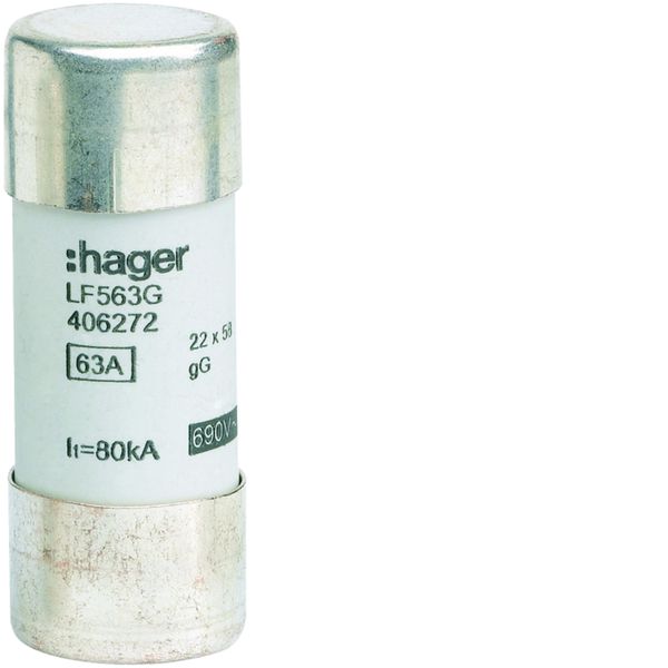Cartouche Fusible cylindrique 22x58mm gG 63A 690V AC 80kA LF563G