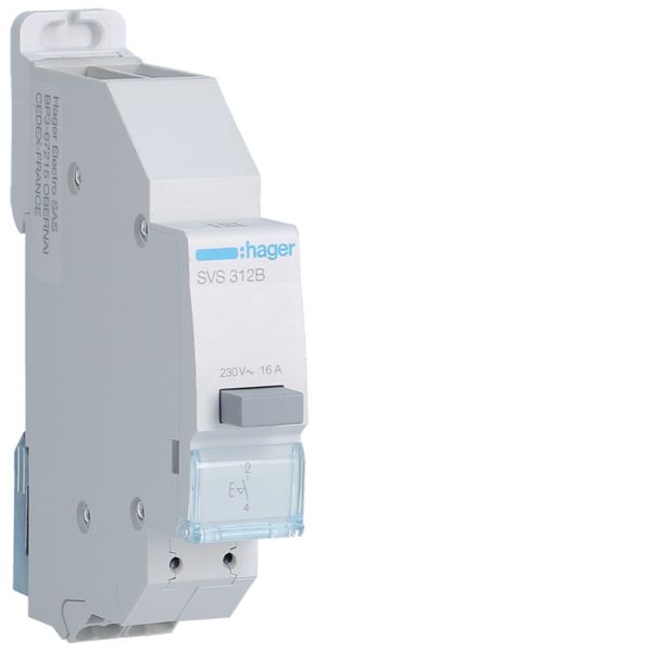 Bouton poussoir à accrochage 0O+1F 16A 1 module quickconnect passage de barre SVS312B