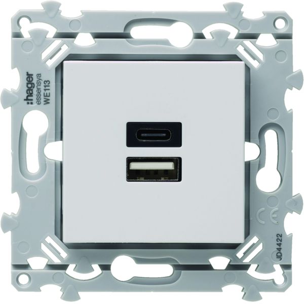 Prise Essensya double USB A+C 15W Pure WE113