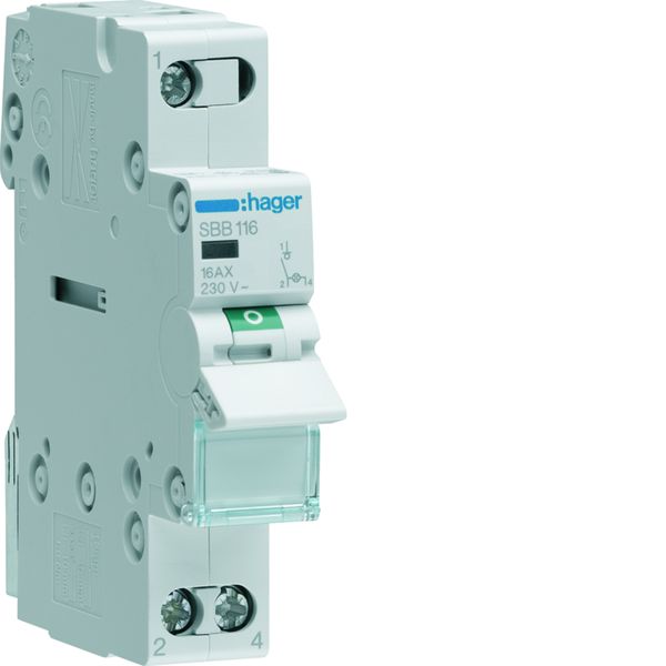 Interrupteur sectionneur à voyant LED Orange 16A 1P 1 module SBB116