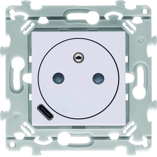 Prise de courant affleurante Essensya 2P+T avec USB-C Pure WE114