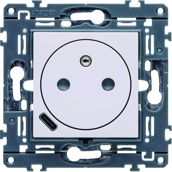 Prise de courant affleurante Gallery 2P+T avec USB-C Pure WXF114B