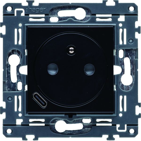 Prise de courant affleurante 2P+T avec USB-C Night WXF114N