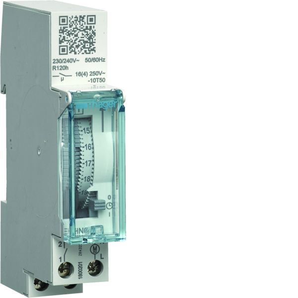 Interrupteur horaire électromécanique compact 1 voie sur 24 heures avec réserve EHN011