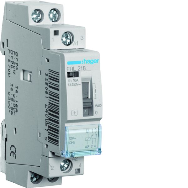 Relais de commande 16A, 1F+1O, 12V 1 module ERL218