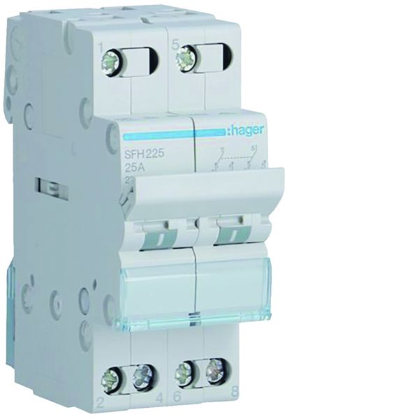 Inverseur sans point zéro commun amont 25A 2P 230 - 230VAC 2 module SFH225