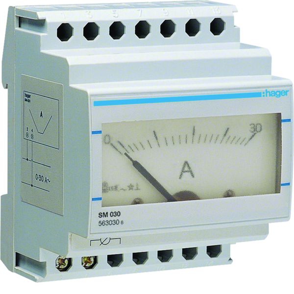 Ampéremètre analogique 0-30A branchement et lecture directe SM030