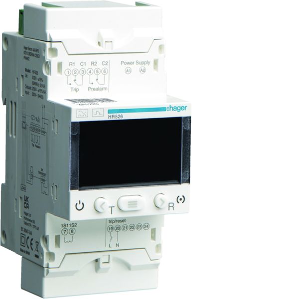 Relais différentiel 0.03-30A temporisé avec écran LCD, 1 voie de type A HR526