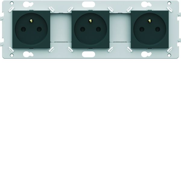 Prise triple Essensya 2P+T Pré cablées Anthracite WE123A