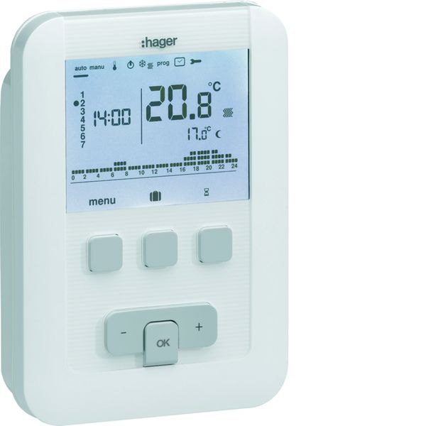 Thermostat ambiance programmable digital chauf eau chaude 2 fils sur 7j à piles EK520