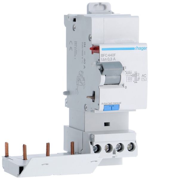 Bloc différentiel 40A 300mA 3P+N type AC à bornes décalées BFC440F