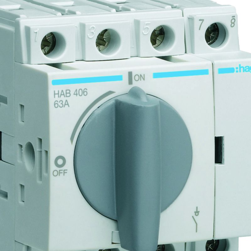 Interrupteur à coupure apparente 4P In63A Ue380 - 415Vac Poignée rotative courte HAB406