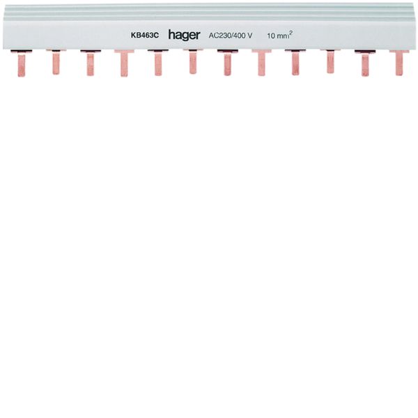 Barre de pontage 4P+N 63A à languette 10mm² 6modules KB463C