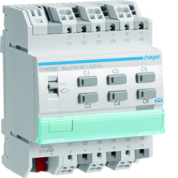 Actionneur KNX 6 sorties 10A/230V configuration Mode ETS uniquement TYA606B