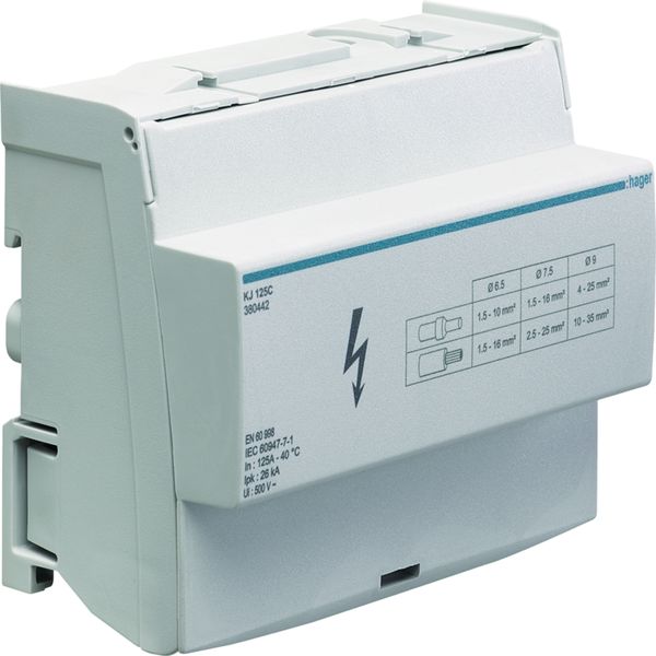 Répartiteur 125A, tétrapolaire, 1x 10-35mm²/ 7x 4-25² / 4x 2,5-16² par phase KJ125C