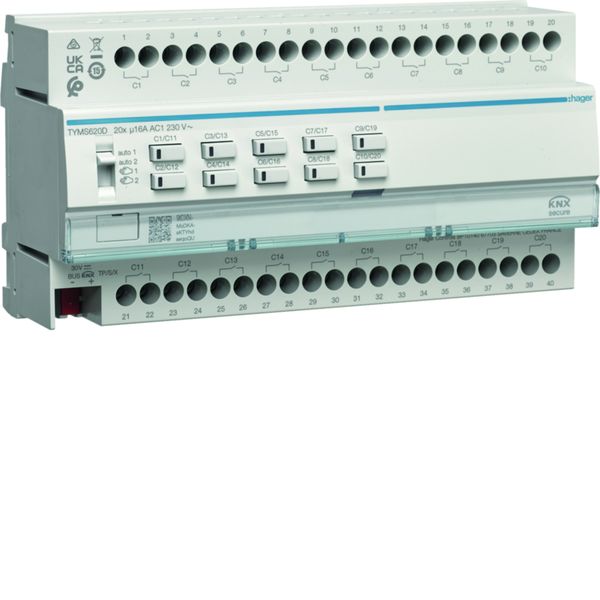 Actionneur KNX Secure 20 sorties 16A/230V configuration Mode easy/ETS TYMS620D