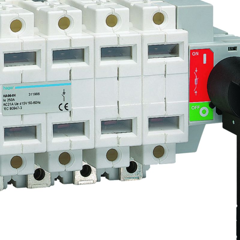 Interrupteur à coupure visible 4P In250A Ue380 - 415Vac Poignée rotative longue HA964N