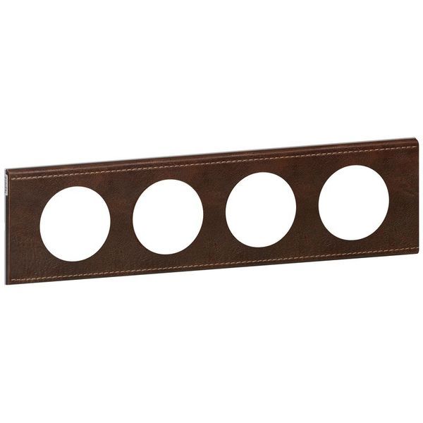 Plaque 4P Cuir Brun Texture legrand 069404