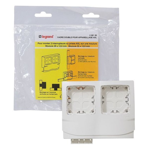[LEG098189] Cadre Double Pour Appareillage Saillie Pour Moulures Hauteur legrand 098189
