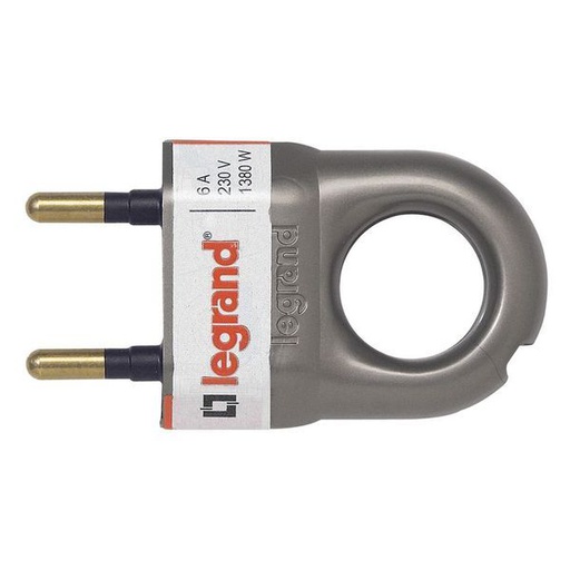[LEG050165] Fiche 2P 6A Anneau Plastique Alu legrand 050165