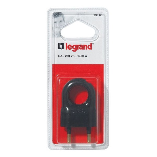 [LEG093963] Fiche 2P 6A Anneau Plastique Noir legrand 093963