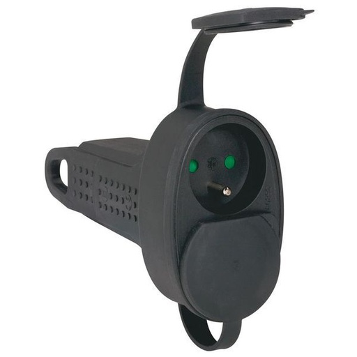 [LEG090820] Fiche Multiprise Caoutchouc Avec Terre 2 Sorties Frontales - legrand 090820