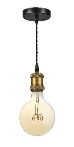 [ARI50450] Epoque - susp. e27 60w max, douille style rétro, laiton doré, lampe no - 50450
