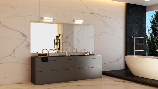 [ARI53081] Maud sym 01- réglette ip44 ik07 vol.2 a/inter led intég. 6w 2700k 600lm,champag. - 53080