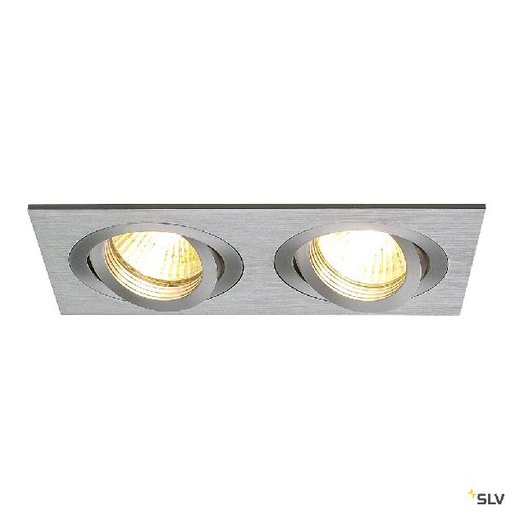 [DC111362] NEW TRIA 155, GU10 encastré, rect., alu brossé, max. 2x 50W, clips ressorts 111362