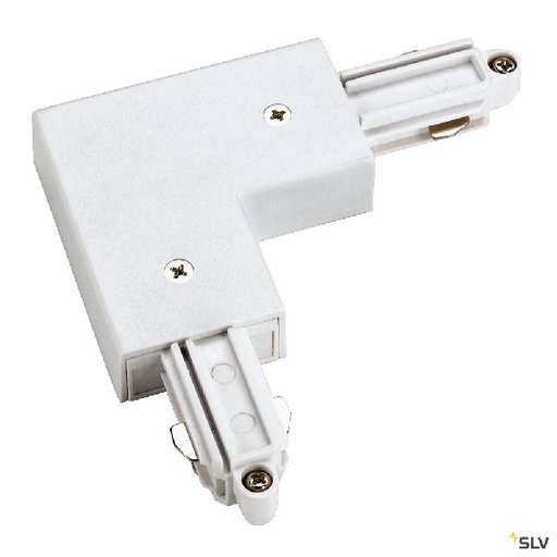 [DC143051] Connecteur d'angle pour rail 1 allumage 16A max, blanc, terre extérieure 143051