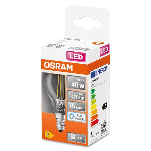 [OSR166602] LED Star FILAMENT CLP 40 klar non-dim 4W/865 E14 470LM BOX - 166602