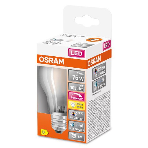 [OSR602618] LED SuperStar+ Standard verre dépoli variable 7,5W=75 E27 chaud - 602618