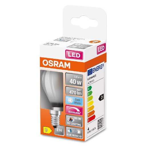 [OSR603219] LED SuperStar+ Sphérique dépoli variable variable 3,4W=40 E14 froid - 603219